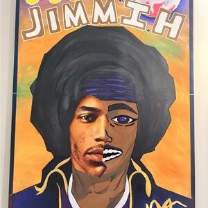 Black & Orange Mixed-Media Portrait Wall Art by